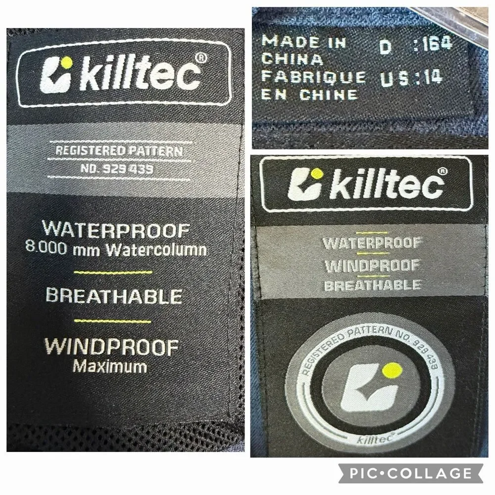 Killtec Sz 164 US 14 Boys Blue Jacket Waterproof Windproof Designed in Germany